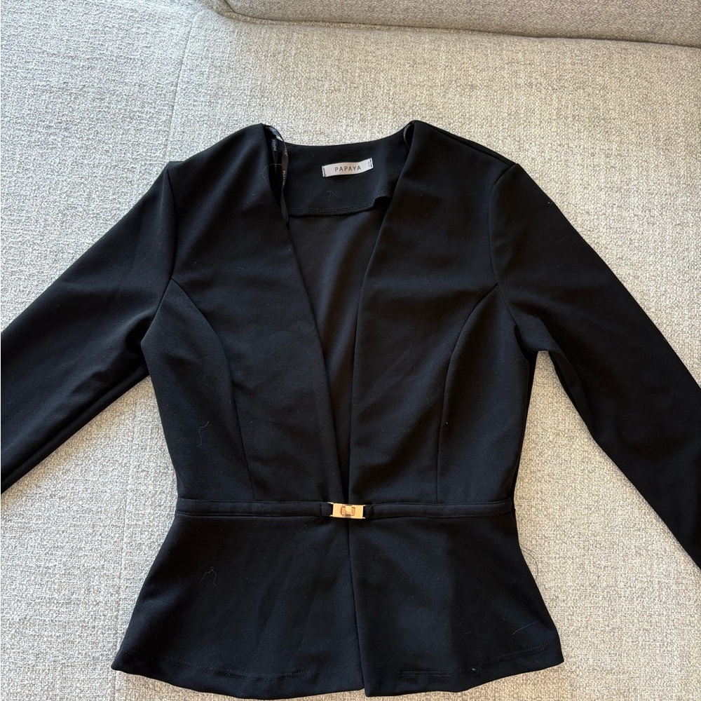 Papaya Black Blazer with Gold Accent